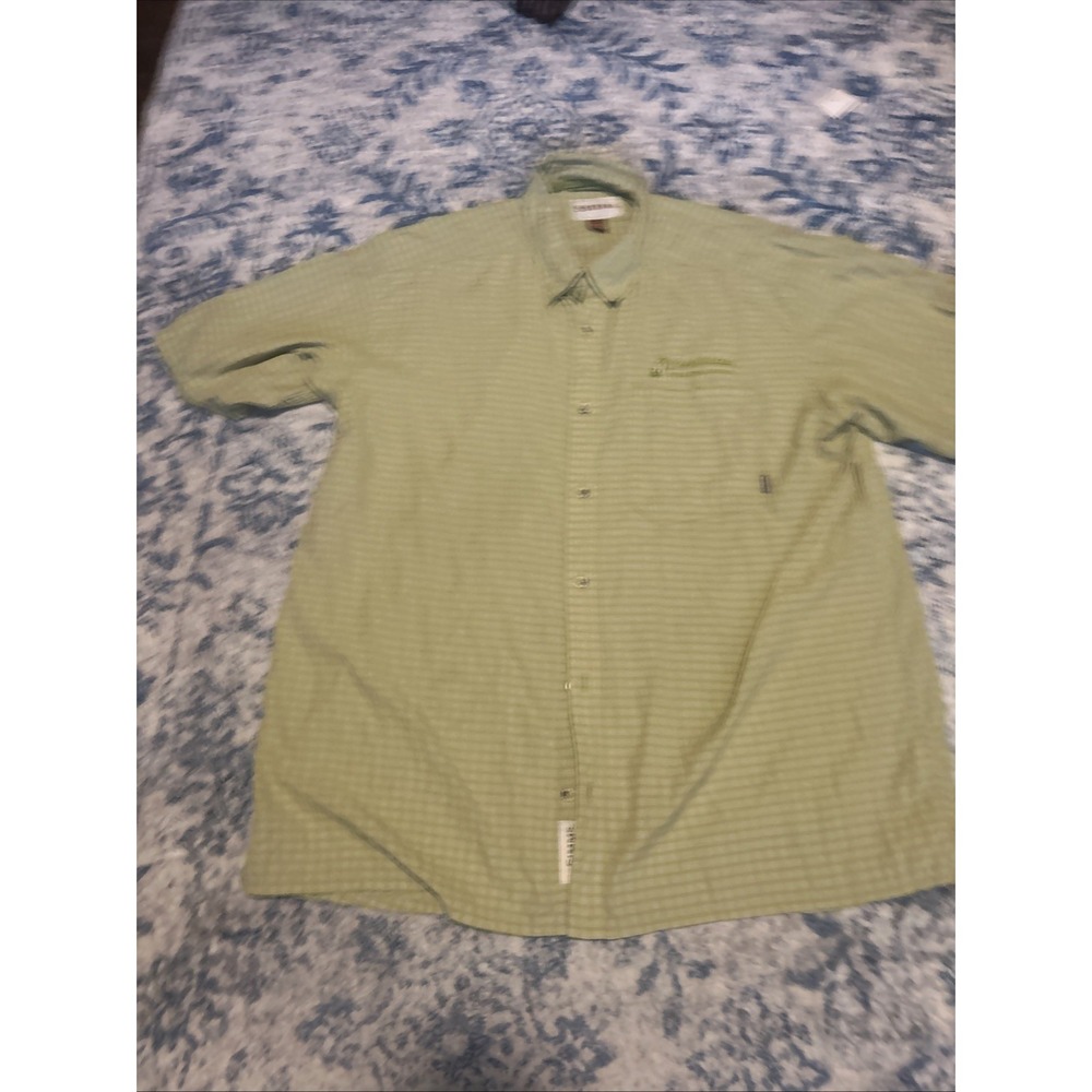 Simms Mens Performance Fishing Button-Down Shirt Size 2xl Green Plaid